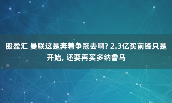 股盈汇 曼联这是奔着争冠去啊? 2.3亿买前锋只是开始, 还要再买多纳鲁马